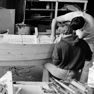 Traditional boat building in progress.