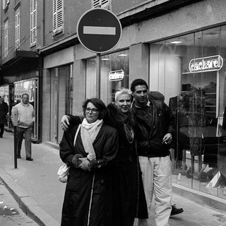 People walking on Paris street in winter.