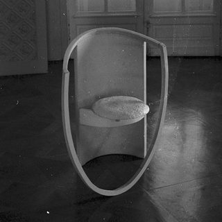 Transparent plastic shield over toilet seat.