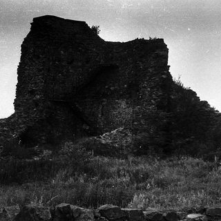 Ruins of a medieval stone castle.
