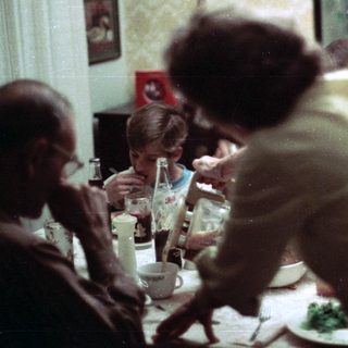 Family gathering at a dinner table.