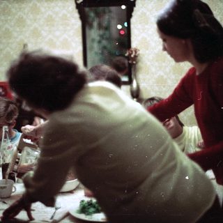 Family gathering at a dinner table.