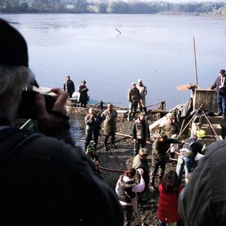 Traditional fishing demonstration on a lake.