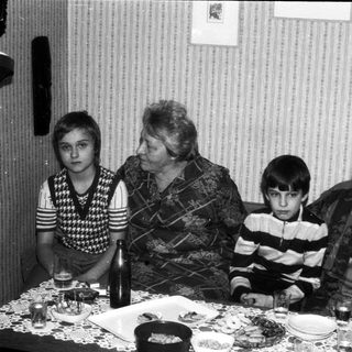 Family gathering indoors during a festive meal.