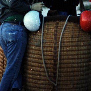 Hot air balloon crew preparing for flight.