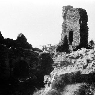 Ruins of a medieval stone tower.