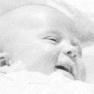Baby in a pram, viewed through an ornate fence.