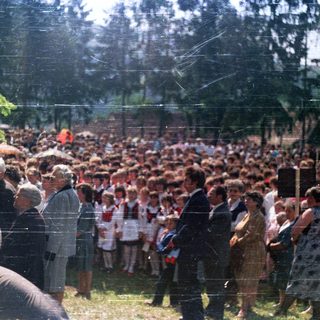 Large crowd gathered outdoors, possibly for a public event.