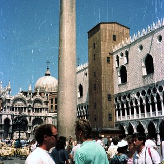 St. Mark's Square in Venice, featuring a tall column.