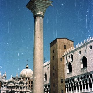 St. Mark's Square in Venice, featuring a tall column.
