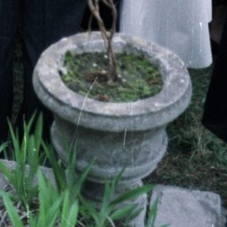 Group gathered at a graveside in a cemetery.