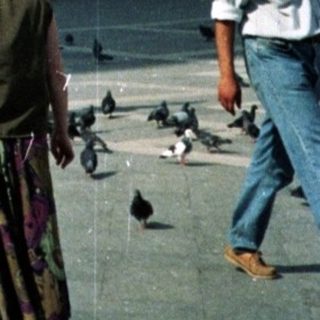 St. Mark's Basilica in Venice, with people and pigeons.