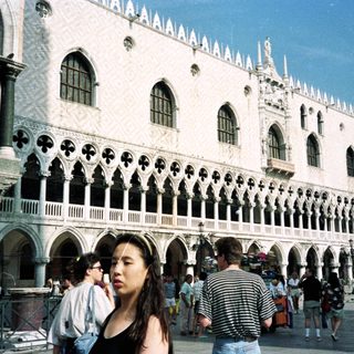 People near Doge's Palace in Venice, Italy.