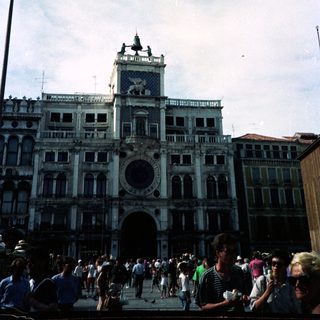 Crowded square with impressive architecture in Venice, Italy.
