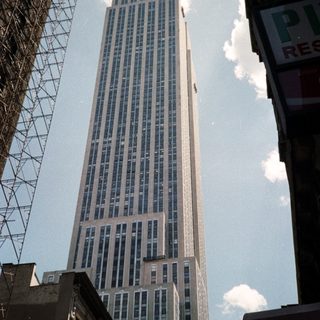 The Empire State Building rises above New York City.