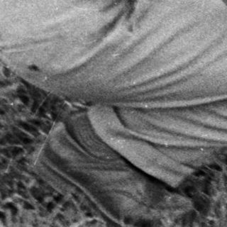 Man crouches, assisting a young girl in a grassy area.