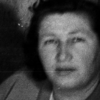 Woman decorating a Christmas tree, portrait in background.