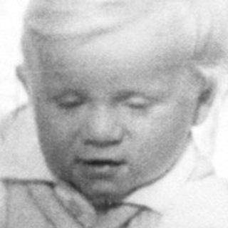 Baby in a vintage carriage on a woodland path.