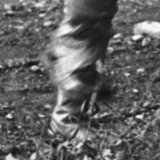 Here's a brief summary of the image: Young child stands near a bench in a grassy area.