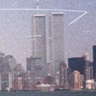 View of New York City skyline, including the World Trade Center.