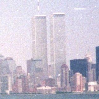 View of New York City skyline, including the World Trade Center.