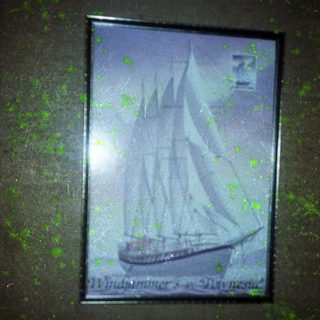 Vintaged framed print of windjammer ship labeled "Windjammer"