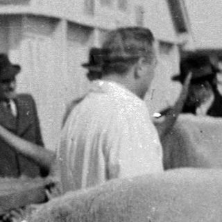 Bull being pulled on a cart with people watching.