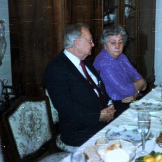 Group seated at a formal dinner table.