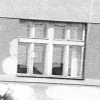 Here are a few brief summaries of the image: Man and child walking, leaving a building. Two images: people leaving