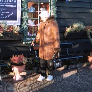 Dutch storefront displays jewelry and Delft pottery.