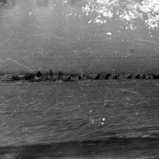 Row of buildings along a horizon line.