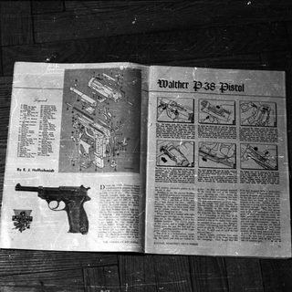 Magazine article detailing the Walther P38 pistol's design.