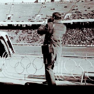 Flipped car at the 1972 Munich Olympics stadium.