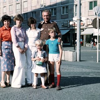 Family group photo from the 1970s or 1980s.