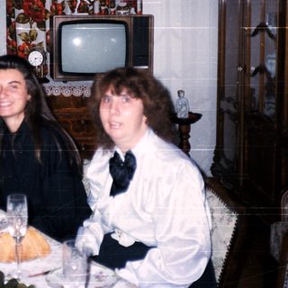Family gathering at a festive dinner table.