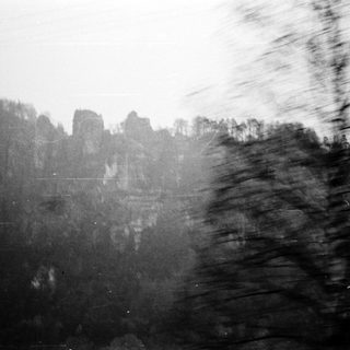 Blurred motion shot of castle ruins.