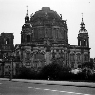 Baroque-style cathedral with domes and towers.