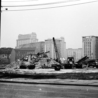 Destruction and debris from urban bombing or conflict.