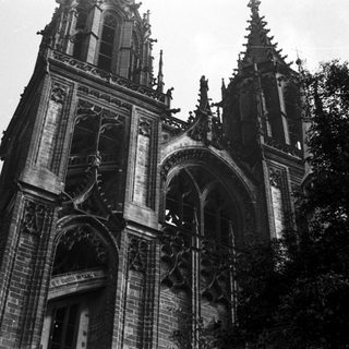 Gothic cathedral facade with intricate stonework.