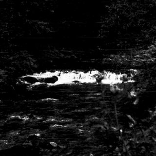 Blurry night scene with faint light reflection.