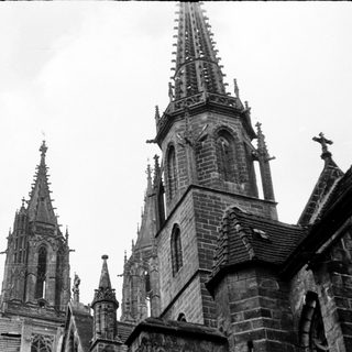 Gothic cathedral spires and detailed stonework.