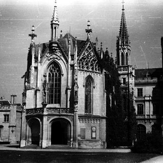 Gothic-style church with tall spires and ornate facade.