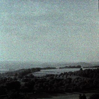 Rural landscape with fields and distant treeline.