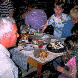 Family gathering at a festive dinner party.