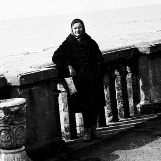 Person sitting on seaside railing by ocean.