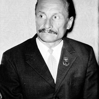 Man in formal attire with mustache and medal pin.