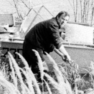 Two men fishing by a lake shore.