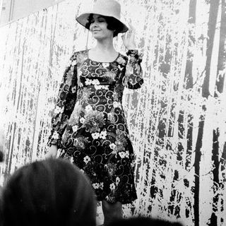 Iconic model Audrey Hepburn in 1950s fashion.