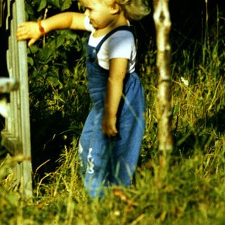 Three children playing near a fence.