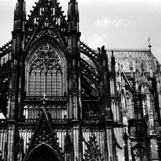 Gothic cathedral facade with intricate stonework.